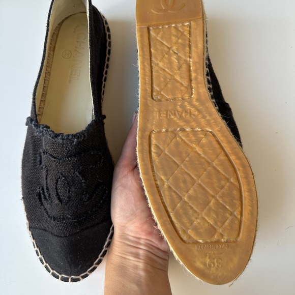 CHANEL Raw Canvas Espadrilles Black - Picture 4 of 6